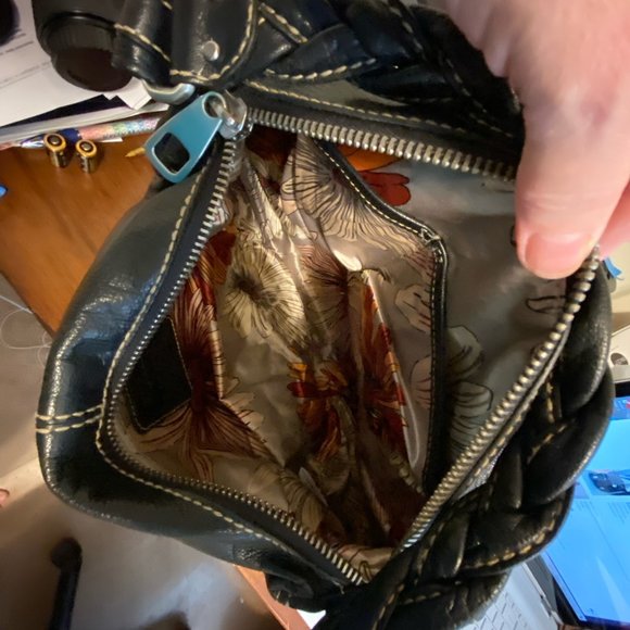 Fossil Soft Black Leather Shoulder Purse Handbag - Picture 5 of 5